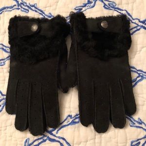 ladies black suede ugg driving gloves